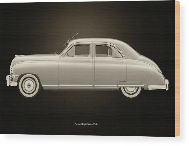 1940s Wood Print featuring the photograph Packard Eight Sedan Black and White by Jan Keteleer