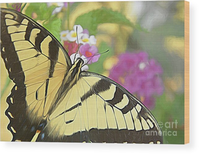 Butterfly Wood Print featuring the digital art Painted Swallowtail by Amy Dundon