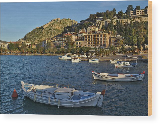 Nafplio Wood Print featuring the photograph Palamidi from the harbor by Sean Hannon