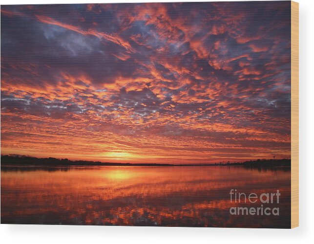 Pandemic Sunset Wood Print featuring the photograph Pandemic Fire over the Upper Niagara by Tony Lee