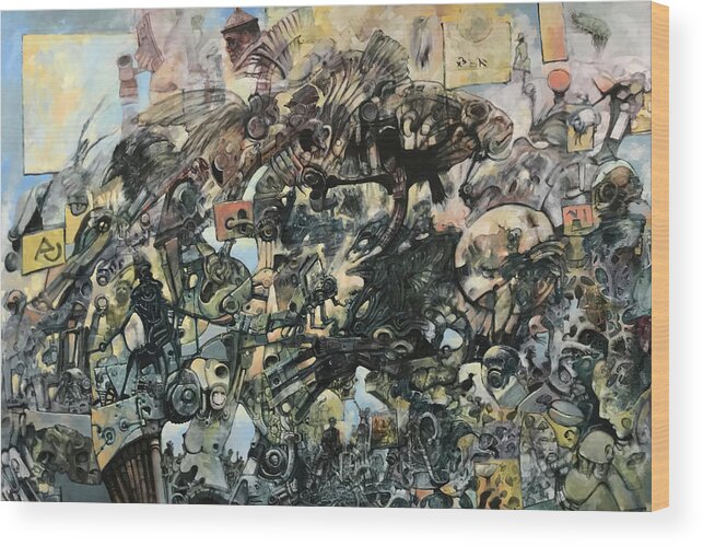 Raven Wood Print featuring the painting Pandemonium by William Stoneham