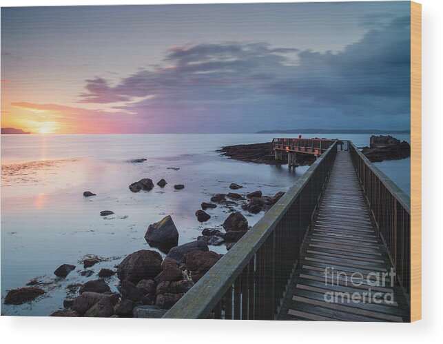 Sunset Wood Print featuring the photograph Pans Rocks Beach II by David Lichtneker
