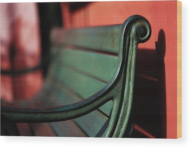 Minimalism Wood Print featuring the photograph Park Bench Corner by Prakash Ghai