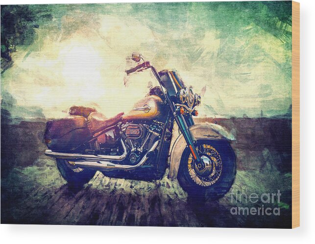 Motorcycle Wood Print featuring the digital art Parked Motorcycle by Phil Perkins