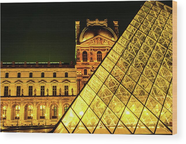 Louvre Wood Print featuring the photograph Past And Present - Louvre Museum, Paris, France by Earth And Spirit