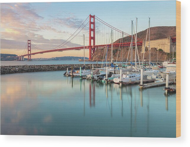 Golden Gate Bridge Wood Print featuring the photograph Peaceful Morning by Jonathan Nguyen