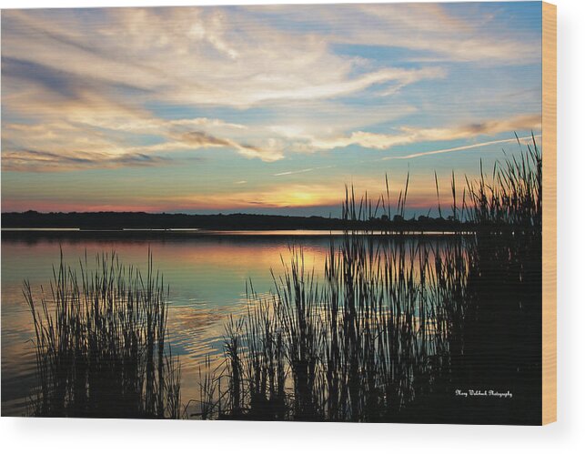Lake Sunset Wood Print featuring the photograph Peaceful Sunset by Mary Walchuck