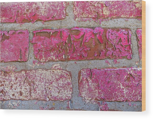 Peeling Paint Red Bricks Wilmington Wood Print featuring the photograph Peeling paint in Wilmington, Illinois by David Morehead