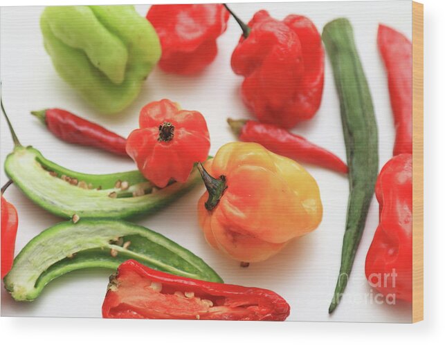 Food Peppers Wood Print featuring the photograph Pepper Mix by Baggieoldboy