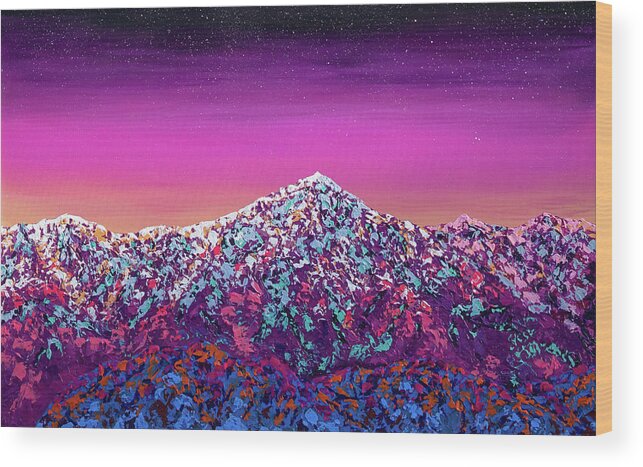 Mountain Wood Print featuring the painting Perseverance by Ashley Wright