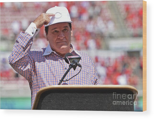 Great American Ball Park Wood Print featuring the photograph Pete Rose by Jamie Sabau