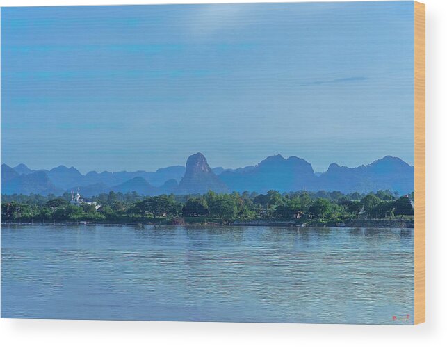 Scenic Wood Print featuring the photograph Phanom Naga Park Mekong River and Mountains in Laos DTHNP0311 by Gerry Gantt