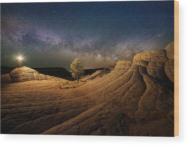 Milky Way Wood Print featuring the photograph Photographer at Work by Judi Kubes