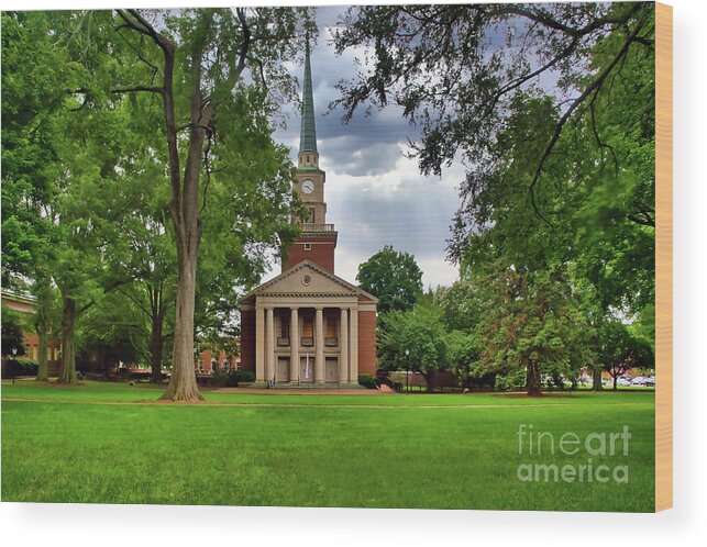 Small Town Wood Print featuring the photograph Picturesque Davidson College Presbyterian Church by Amy Dundon