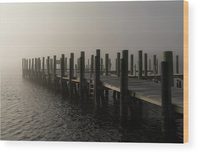 Pier Wood Print featuring the photograph Pier in Fog by Denise Kopko