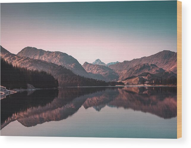 Lake Wood Print featuring the photograph Pink horizon by Philippe Sainte-Laudy
