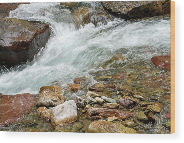Glacier Wood Print featuring the photograph Playful Waters in Glacier National Park by Bruce Gourley