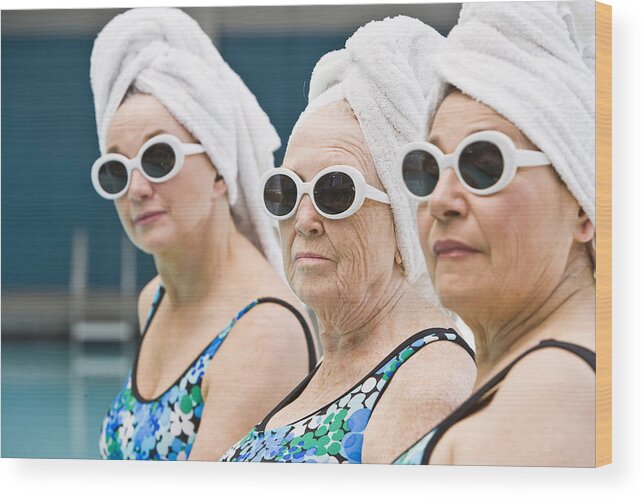 People Wood Print featuring the photograph Poolside Ladies by Tony Garcia