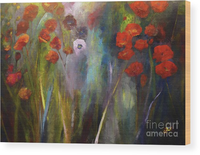 Poppy Wood Print featuring the painting Poppy Garden by Claire Bull