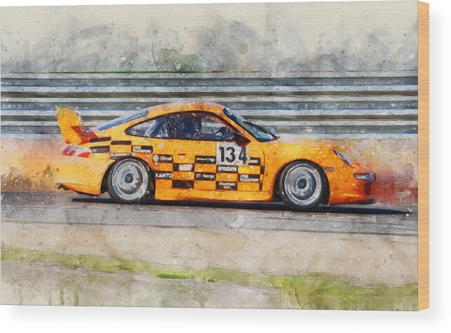 Porsche Wood Print featuring the digital art Porsche Racing by Geir Rosset