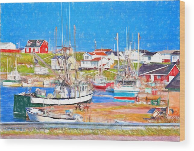 Port Au Choix Wood Print featuring the photograph Port au Choix harbor Newfoundland by Tatiana Travelways