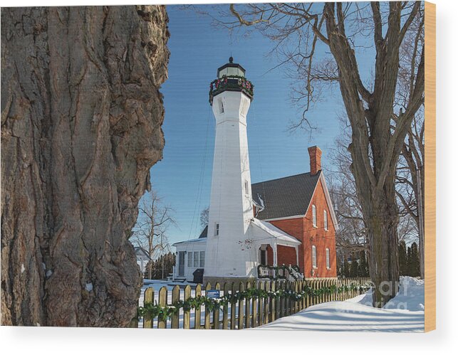 Lighthouse Wood Print featuring the photograph Port Sanilac Lighthouse by Jim West
