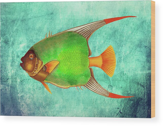 Brilliant Fish Wood Print featuring the digital art Portrait of a Fish 2 by Lorena Cassady