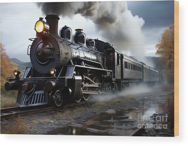 Connecticut Wood Print featuring the painting premium Essex Steam Train by N Akkash