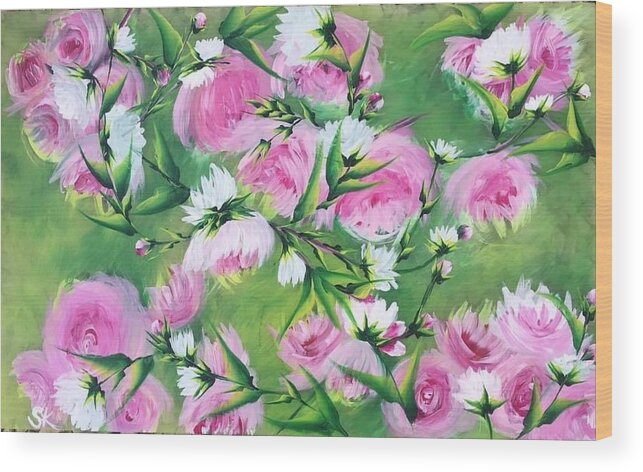 Pink Wood Print featuring the painting Pretty in pink by Sharron Knight