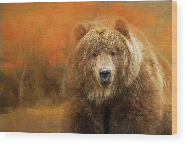 Grizzly Bear Wood Print featuring the digital art Pumpkin by Jeanette Mahoney