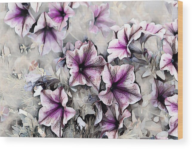 Flowers Wood Print featuring the painting Purple Flowers by Patricia Piotrak