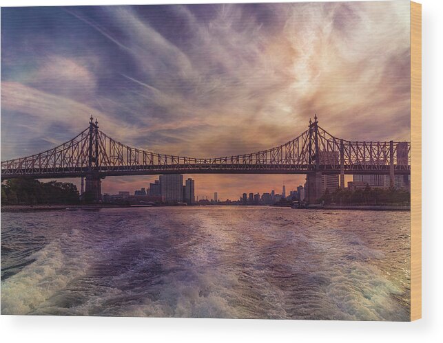 Queensboro Bridge Wood Print featuring the photograph Purple Sunset by Cate Franklyn