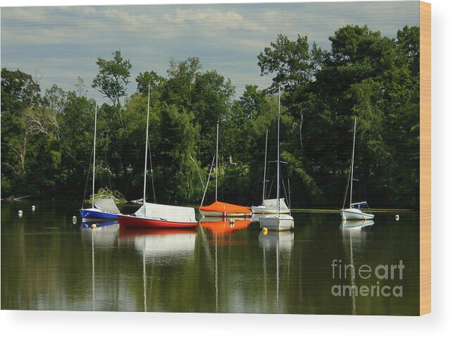Boats Wood Print featuring the photograph Quanapowitt Yacht Club by Lennie Malvone