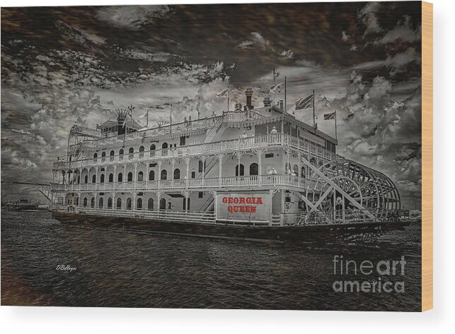 Boats Wood Print featuring the photograph Queen of Savannah Georgia Photo-Art by DB Hayes