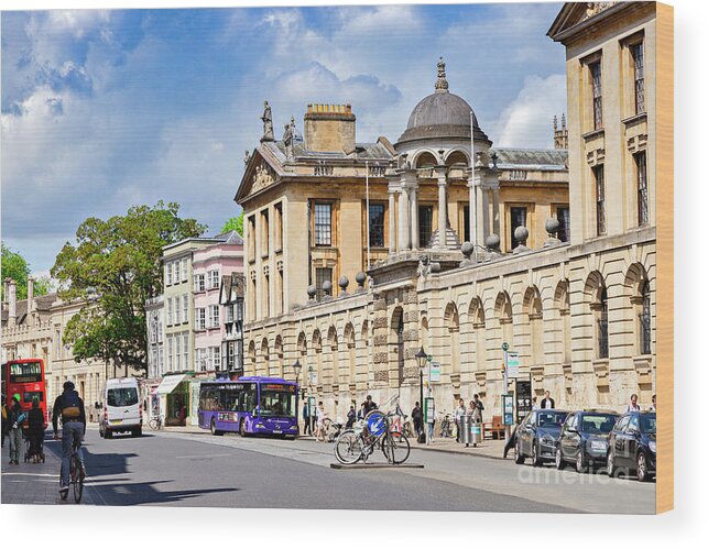 Oxford Wood Print featuring the photograph Queen's College and High Street, Oxford, UK by Colin and Linda McKie