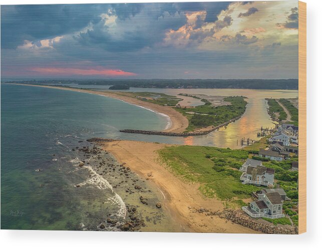 Charlestown Wood Print featuring the photograph Quonochontaug Breachway  by Veterans Aerial Media LLC