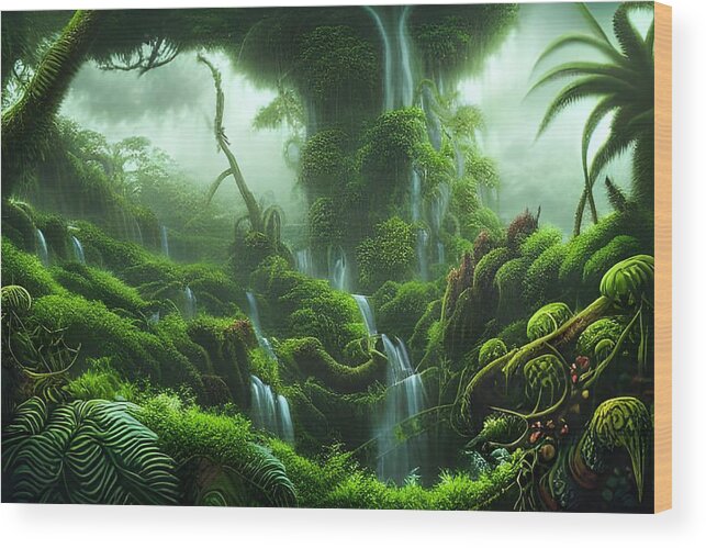 Digital Wood Print featuring the digital art Rain Forest I by Beverly Read