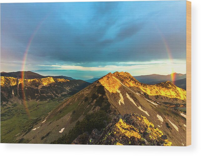 Bulgaria Wood Print featuring the photograph Rainbow Over the Mountain by Evgeni Dinev