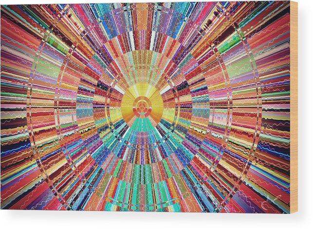 Spectrum Wood Print featuring the digital art Rainbow Sun Radial by David Manlove