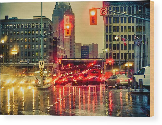 Rainy Day Wood Print featuring the photograph Rainy day in Ottawa by Tatiana Travelways