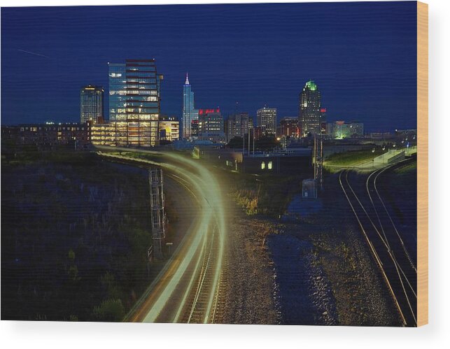 Raleigh Wood Print featuring the photograph Raleigh North Carolina Sky Line by Montez Kerr