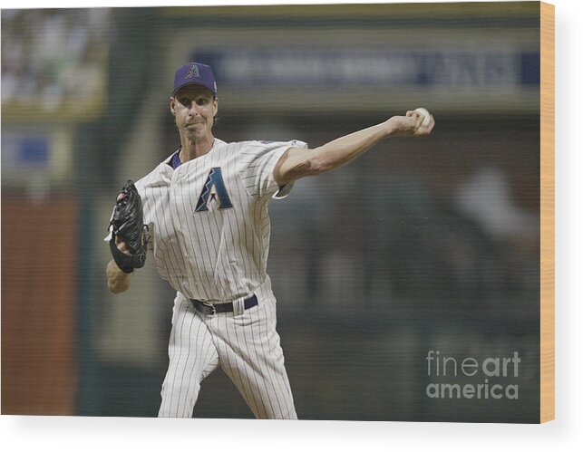 American League Baseball Wood Print featuring the photograph Randy Johnson by Rich Pilling