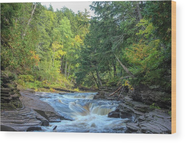 Porcupine Wilderness State Park Wood Print featuring the photograph Rapids on the Presque Isle River by Robert Carter