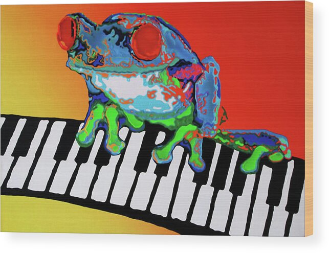 Frog Wood Print featuring the painting Ray by Thom MADro