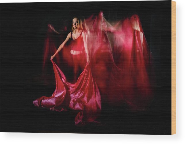 Reagan Wood Print featuring the photograph Reagan flowing in sea of red by Dan Friend