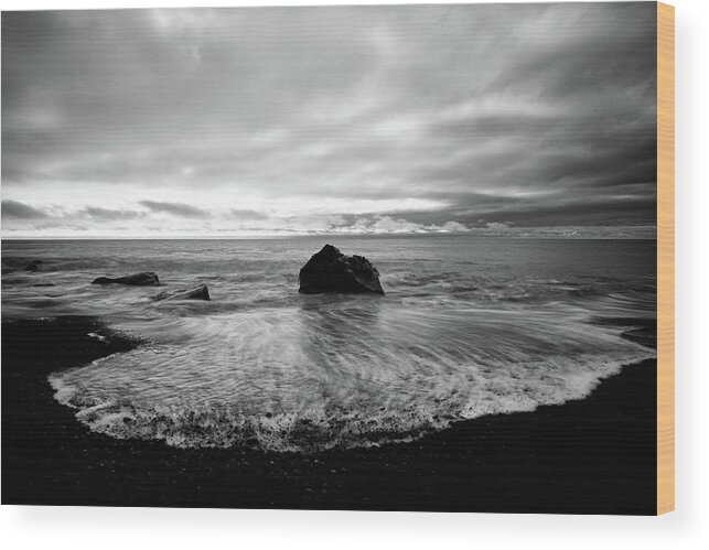 Clouds Wood Print featuring the photograph Receding wave I - Vik, Iceland by George Vlachos