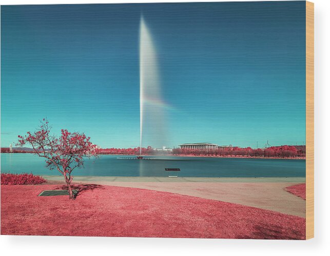 Infrared Wood Print featuring the photograph Red City by Ari Rex
