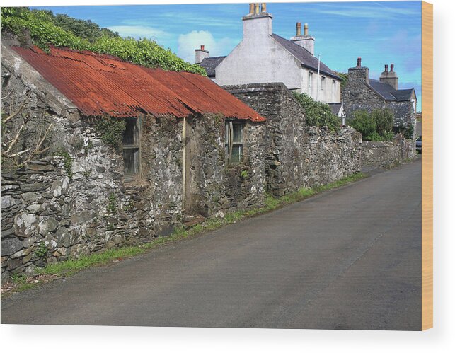 Village Wood Print featuring the photograph Old Stone House on a Country Road by Aidan Moran