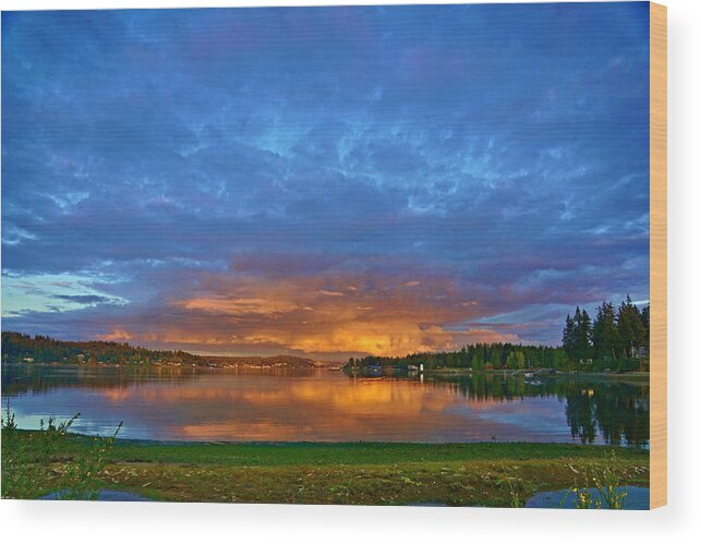 Seascape Wood Print featuring the photograph Reflection of Sunset by Bill TALICH