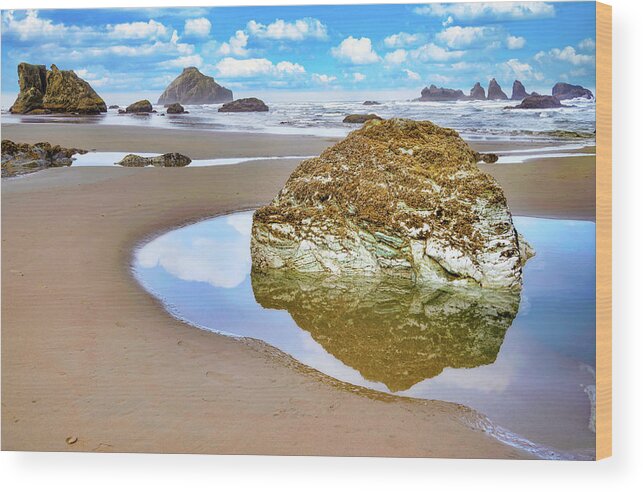 Water Wood Print featuring the photograph Reflection Rock by Jerry Cahill